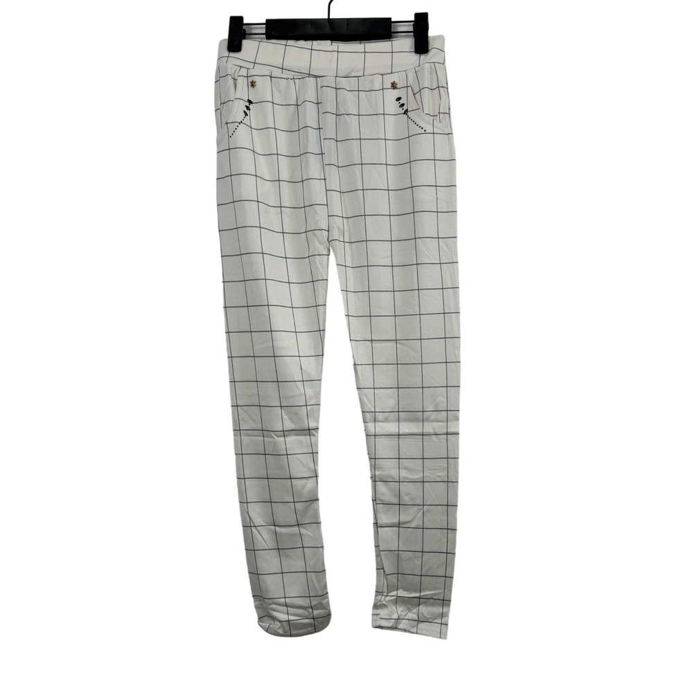 NWT Women's White Blue Checkered Jeggings Leggings Skinny